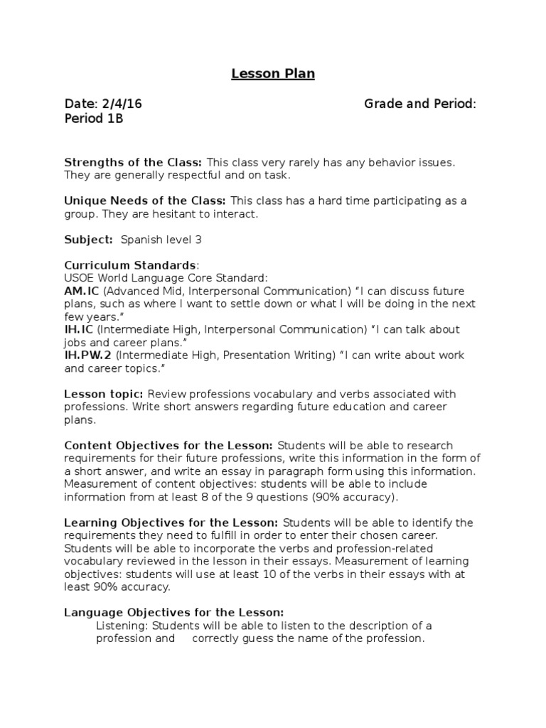 Lesson Plan 2 4 | PDF | Educational Assessment | Lesson Plan