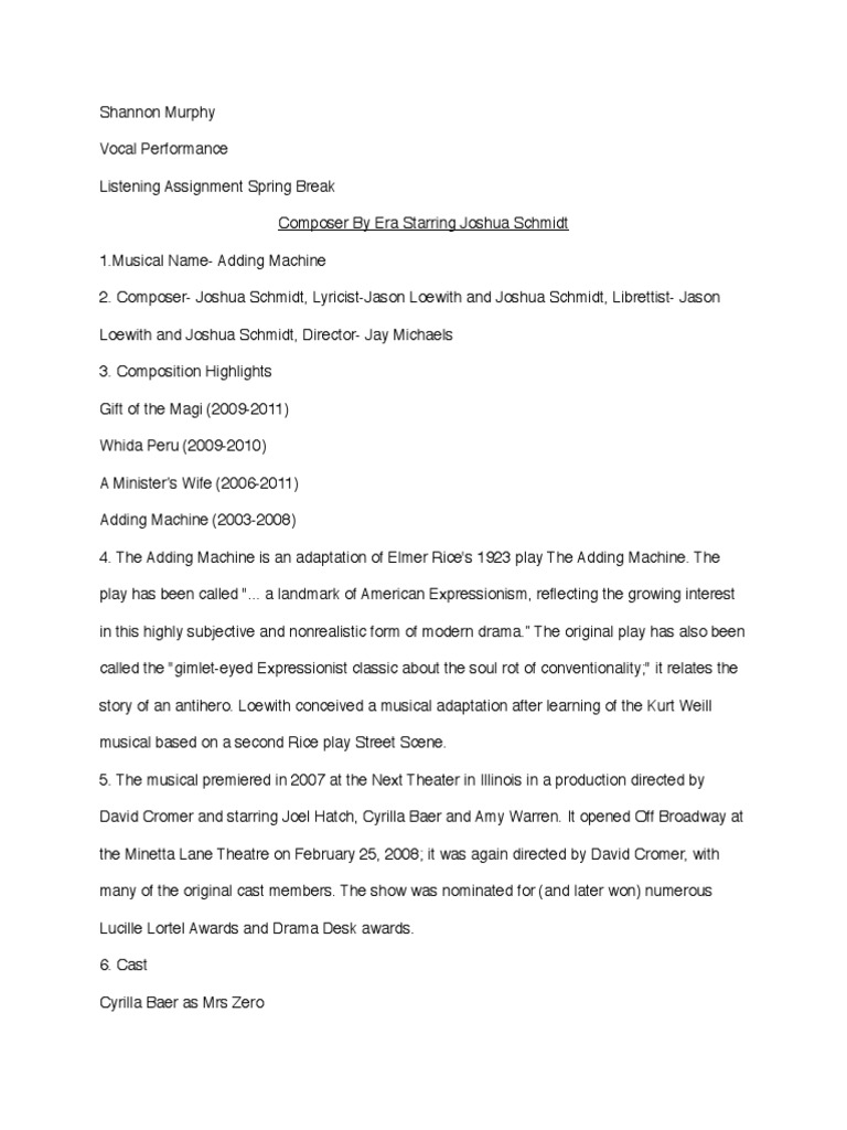 Adding Machine Musical Overview | PDF | Theatre | Touring Theatre
