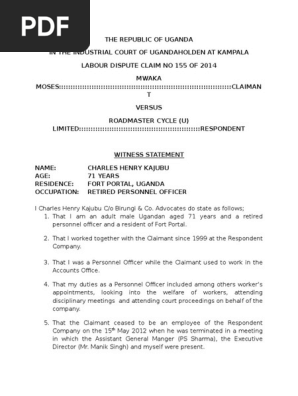 Witness Statement Mwaka