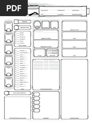 Form Fillable D&D Character Sheet