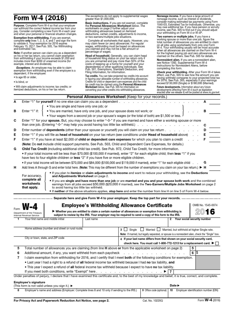 Tax Form 2016 | PDF | Withholding Tax | Tax Deduction