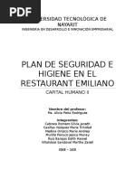PLAN DE SEGURIDAD E HIGIENE PARA RESTAURANTE
