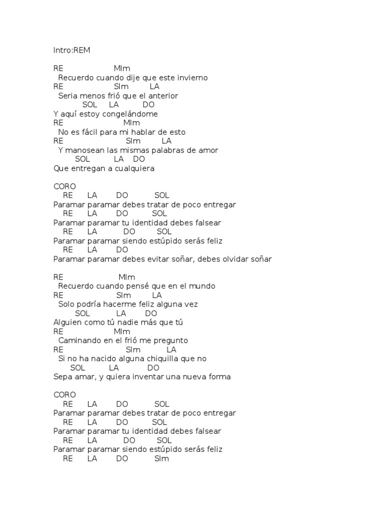 Letras y acordes de Paramar | PDF | Ocio | Entretenimiento (general)
