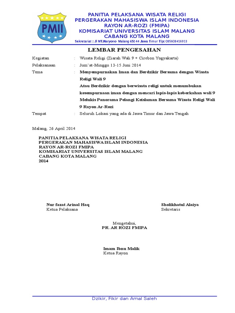 Proposal Wisata Religi Ar Rozi 2013