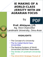 The Making of A World-Class University With An Agrarian Focus