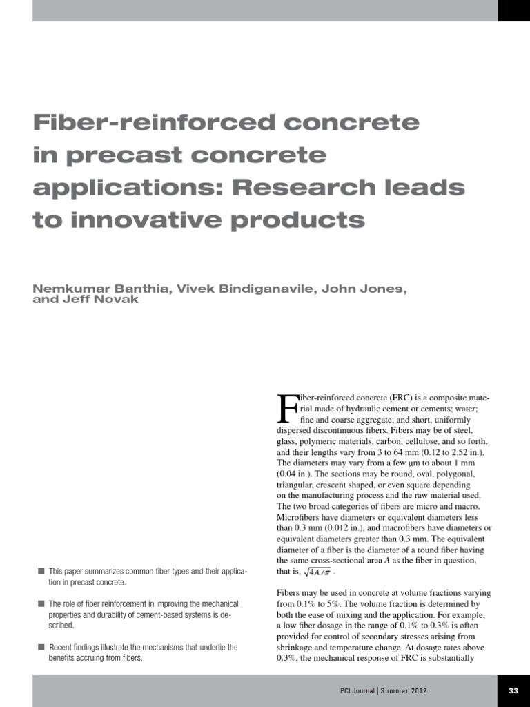 Fiber-Reinforced Concrete in Precast Applications | PDF | Concrete ...