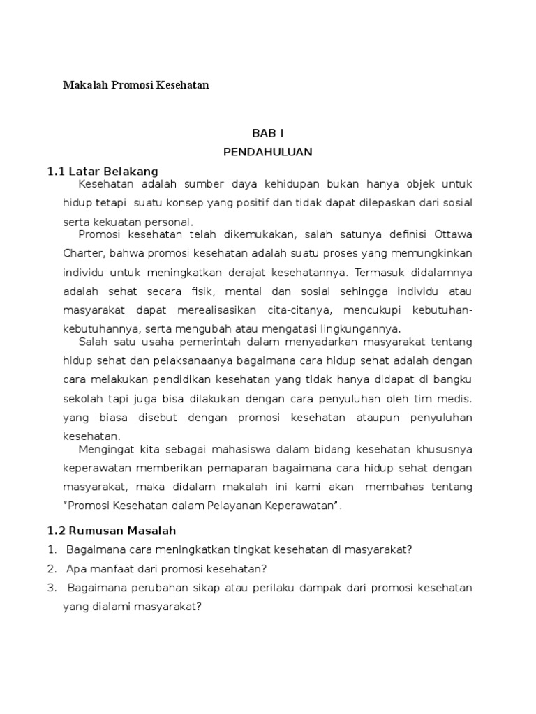 Makalah Promosi Kesehatan