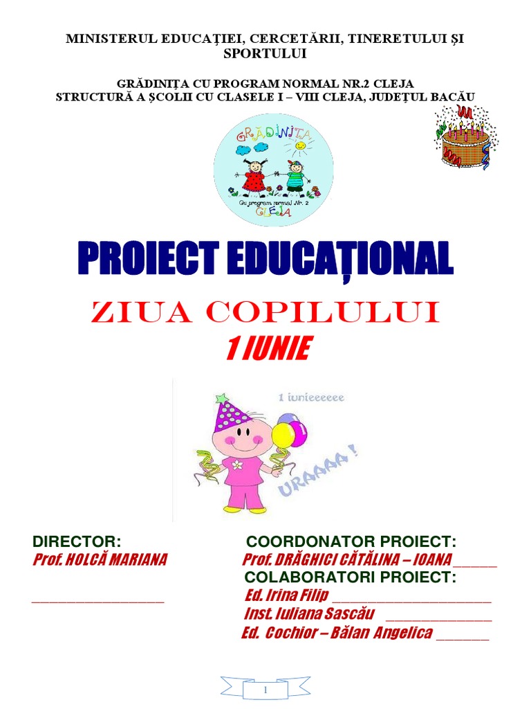 Proiect Educational 1 Iunie | PDF