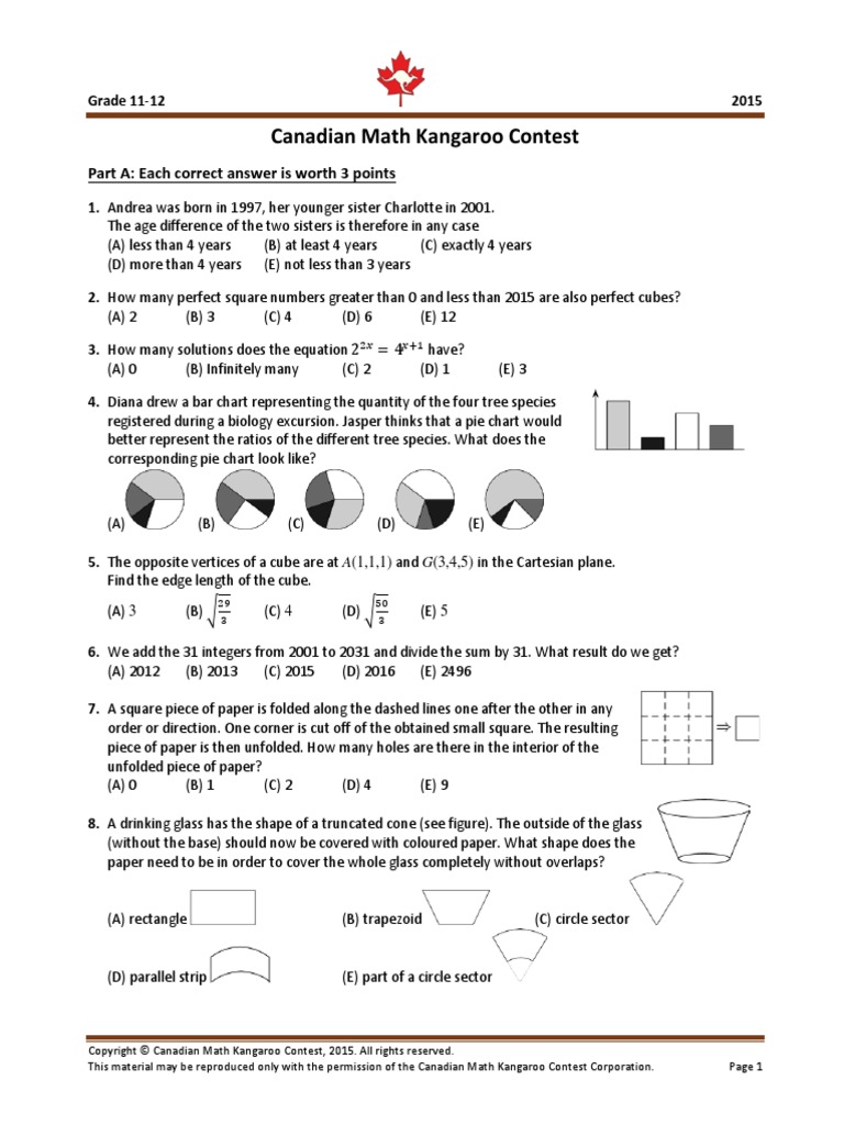 Kangaroo Math 2015 PDF Rectangle Euclidean Plane Geometry
