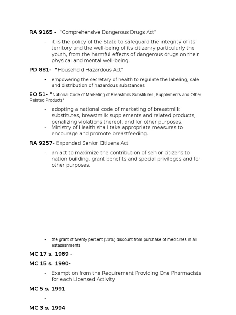 Overview of Philippine Health Laws | PDF | Self-Improvement
