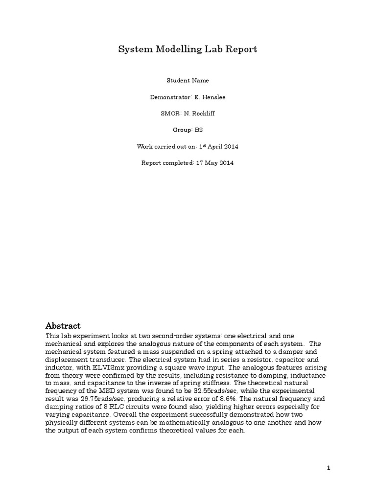 Second-Order System Analysis Report | PDF