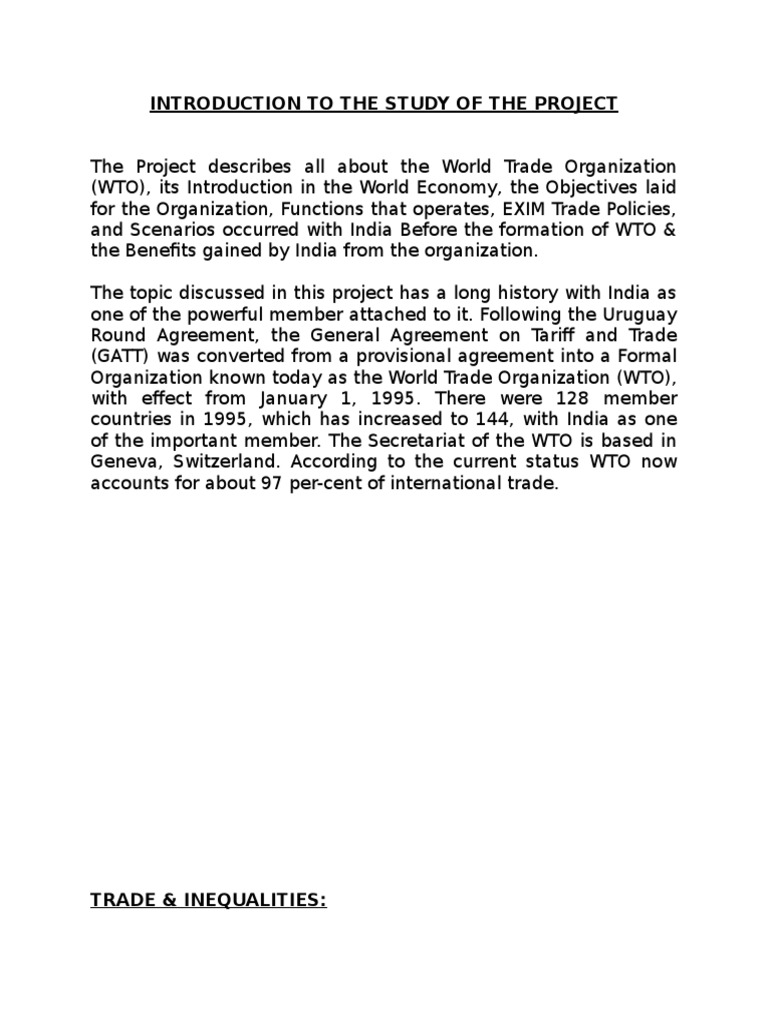 Project Report On Wto Organization | PDF | World Trade Organization ...