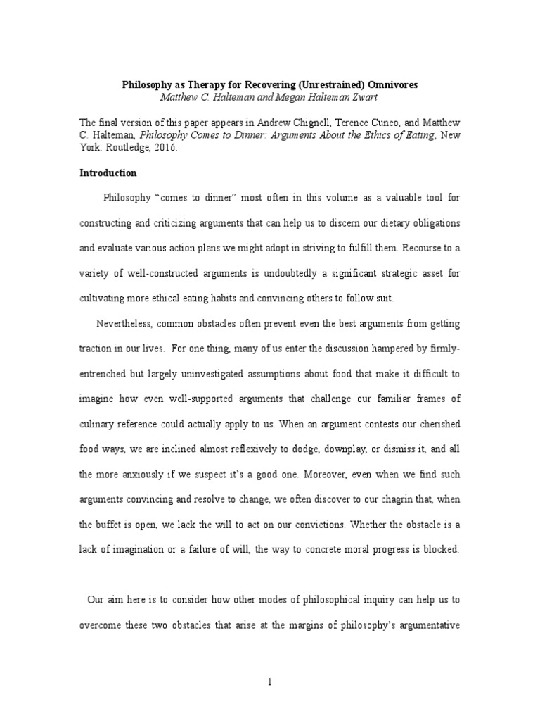 Philosophy's Role in Ethical Eating Choices | PDF | Hermeneutics ...
