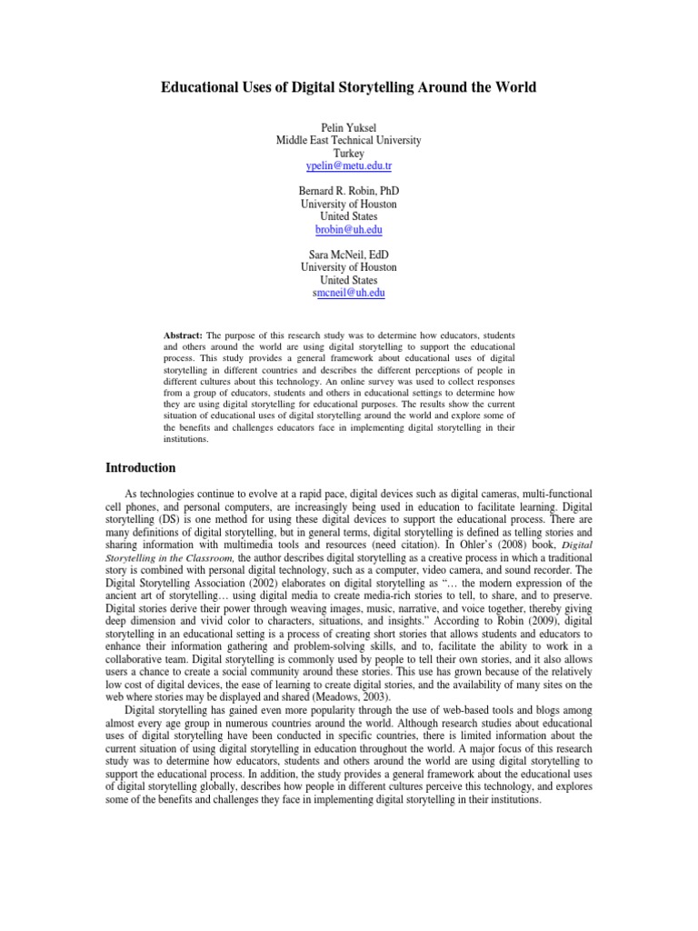 Global Educational Uses of Digital Storytelling | PDF | Storytelling ...