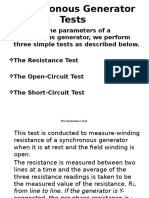 Synchronous Generator Tests: Obtain Parameters with Resistance, Open-Circuit, Short-Circuit