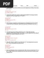 Specific Heat Activity Sheet Key