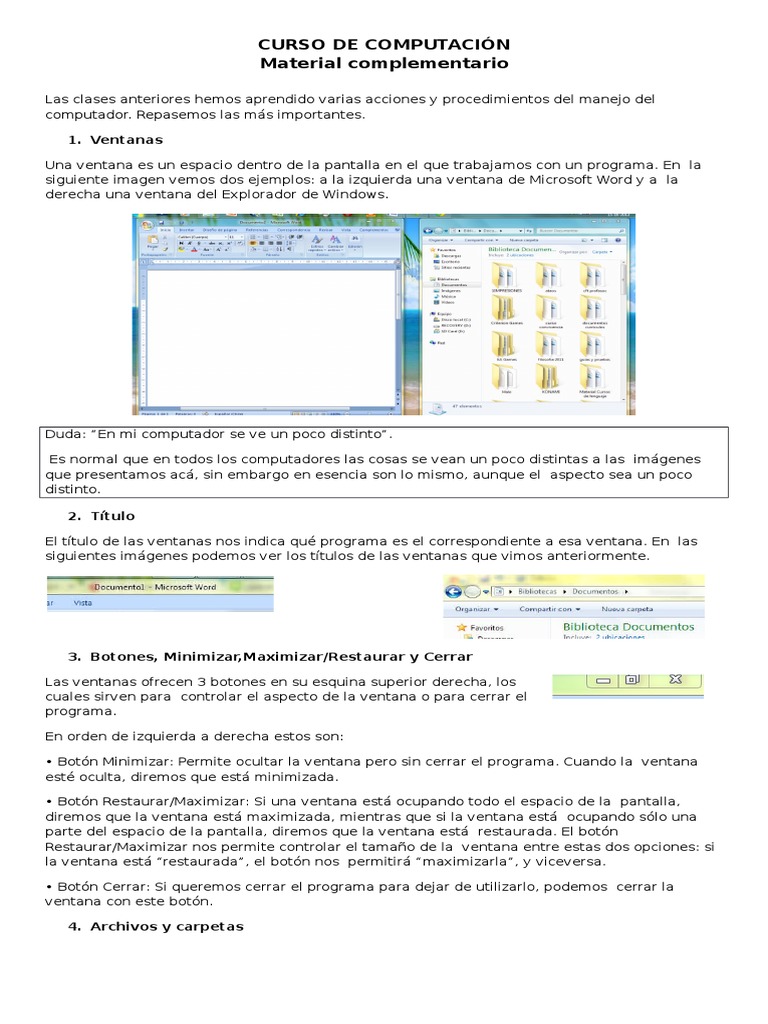 Guía Básica de Manejo de Computadoras | PDF | Ventana (informática ...