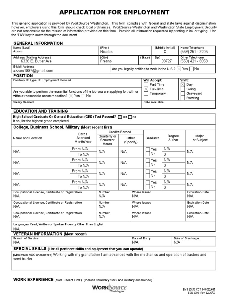 Generic Job App | PDF | Employment | Salary