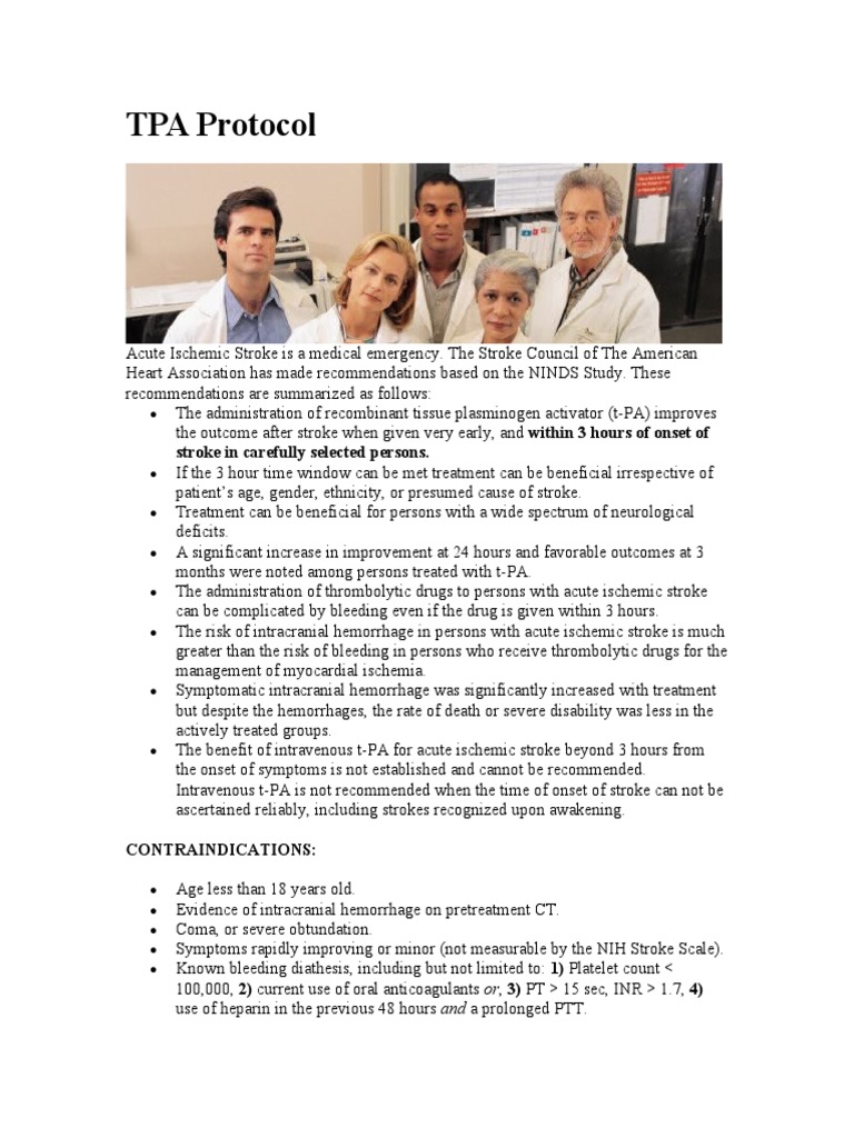tPA Protocol for Acute Stroke | PDF | Stroke | Vascular Diseases