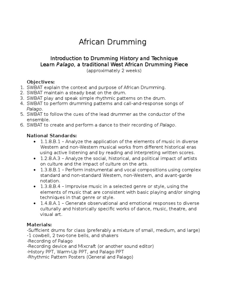 african drumming unit Rhythm Drum Kit