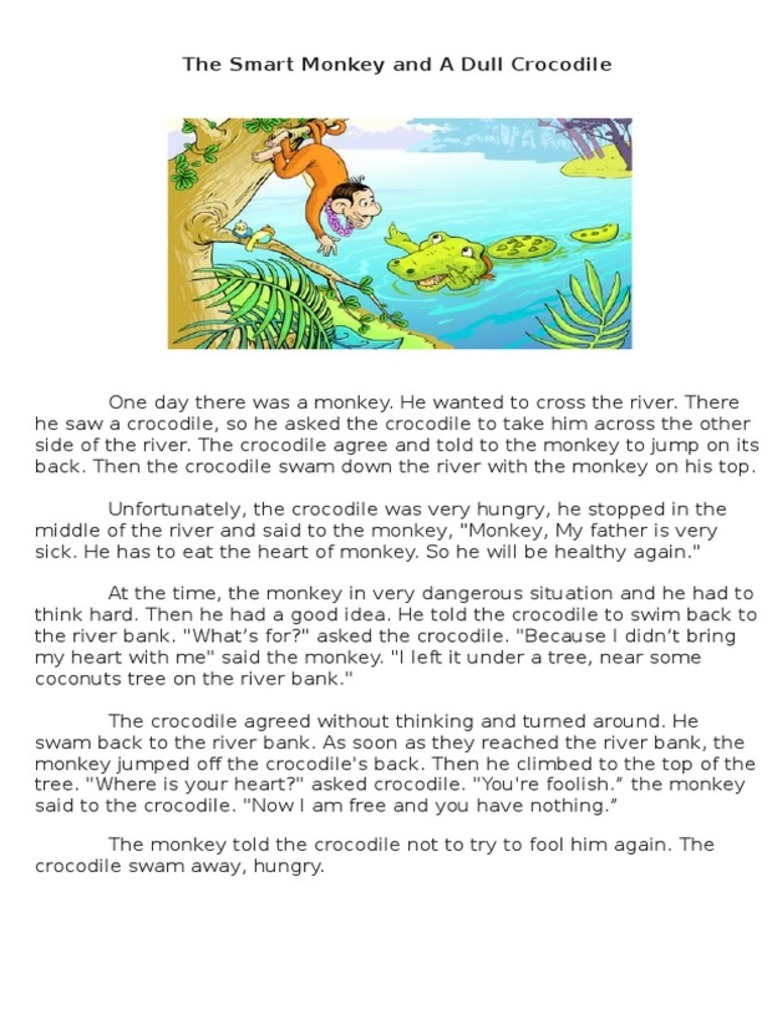 The Monkey and The Crocodile | PDF | Phrase | Verb