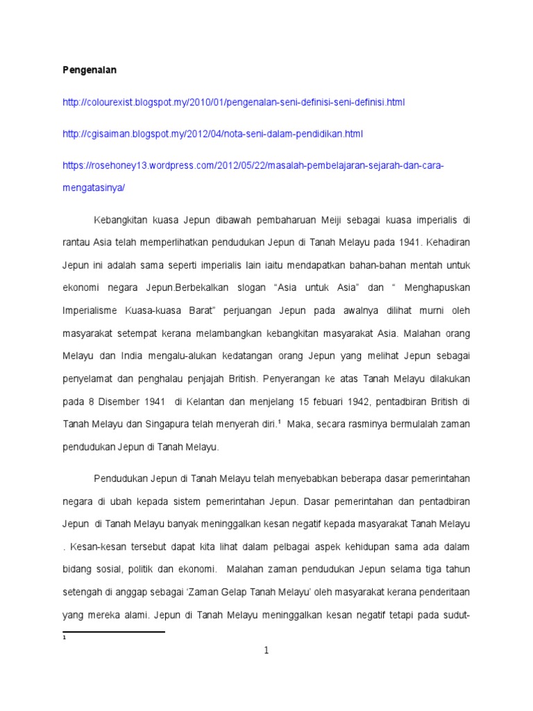 Kesan Pendudukan Jepun Di Malaysia