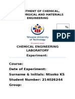 Course: Date of Experiment: Surname & Initials: Ntsoko KS Student Number: 214026244 Group