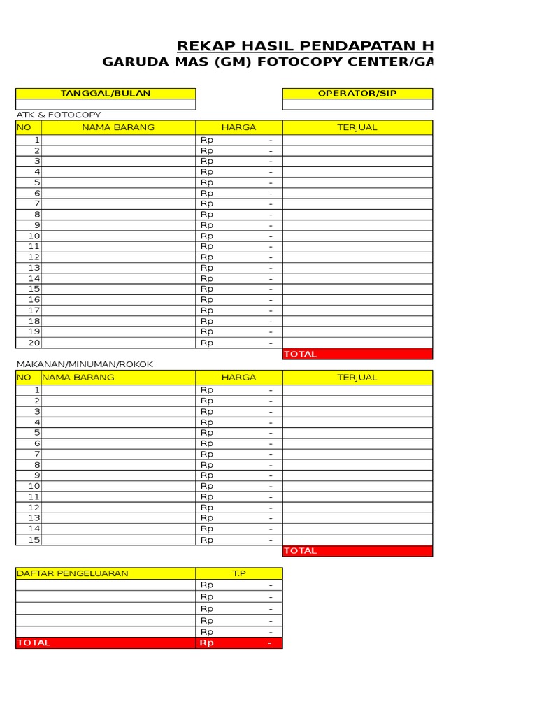 Rekapan Penjualan Harian | PDF