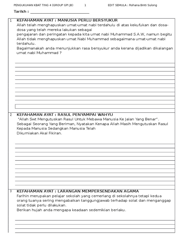 8 Latihan Pengukuhan Kbat Soalan Rohana Sulong Muar