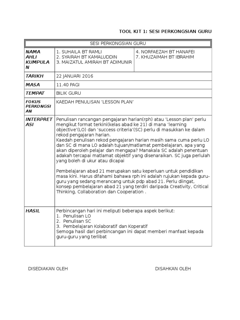 Contoh Tool Kit PLC BI | PDF