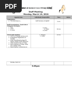 agenda for staff meeting 3-14