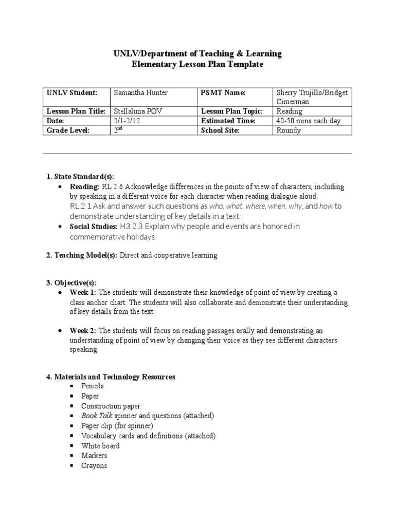 stellaluna unit | Narration | Lesson Plan