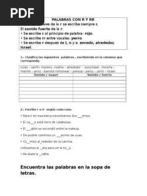 Palabras Con R Y Rr
