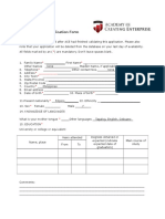 ACE Internship Application Form Blank