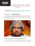 Download DR APJ ABDUL KALAM  SPEECH  ESSAY  ARTICLE BIOGRAPHY  DOCUMENTARY  BOOKS  WRITINGS  PROFILE by Charmin Patel SN306877571 doc pdf