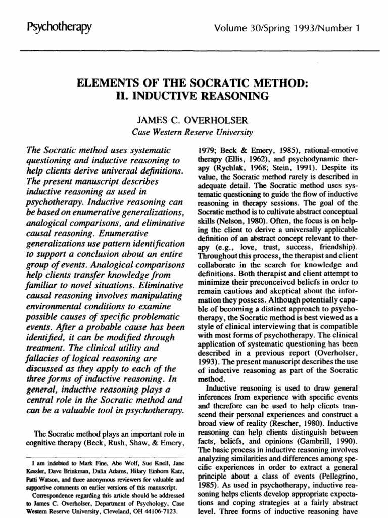 Elements of The Socratic Method - II - Inductive Reasoning | PDF ...