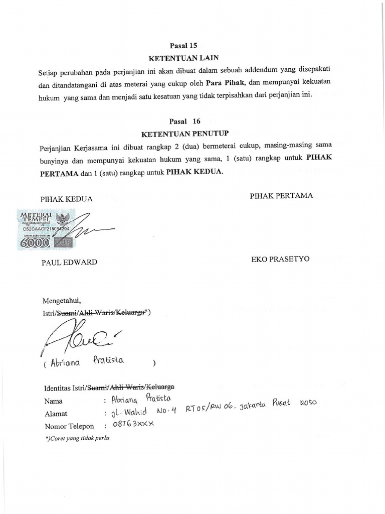 Contoh TTD Rangkap 1 | PDF