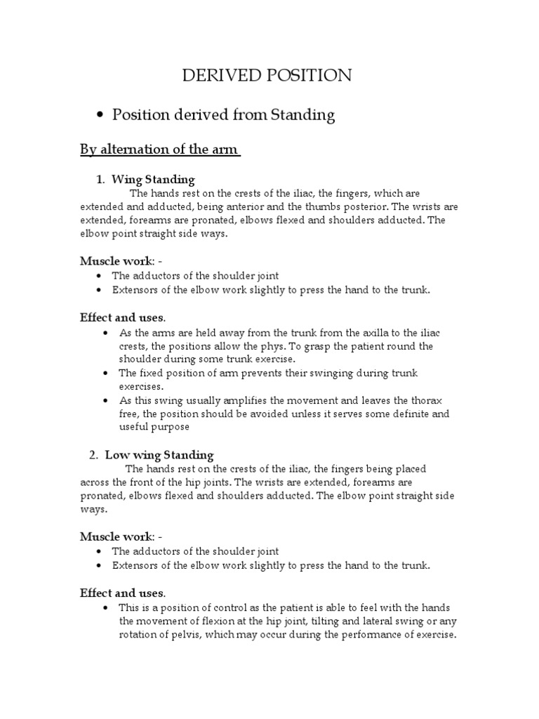 Derived Positions in Exercise Therapy | PDF | Human Leg | Anatomical ...