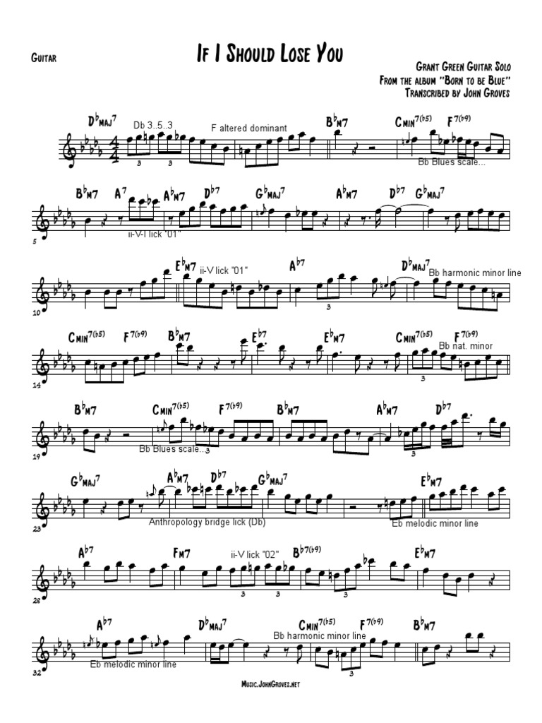 If I Should Lose You Grant Green - Mus Guitar | PDF | Music Theory 