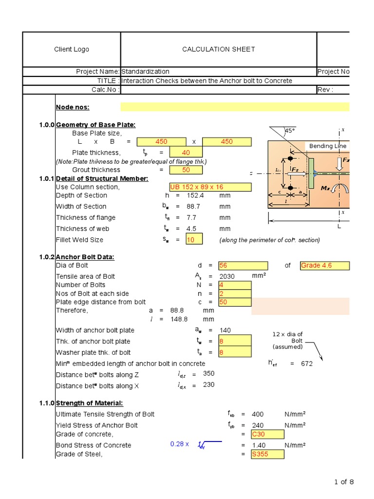 Design of Anchor Bolt_Rev.A Strength Of Materials Structural Steel
