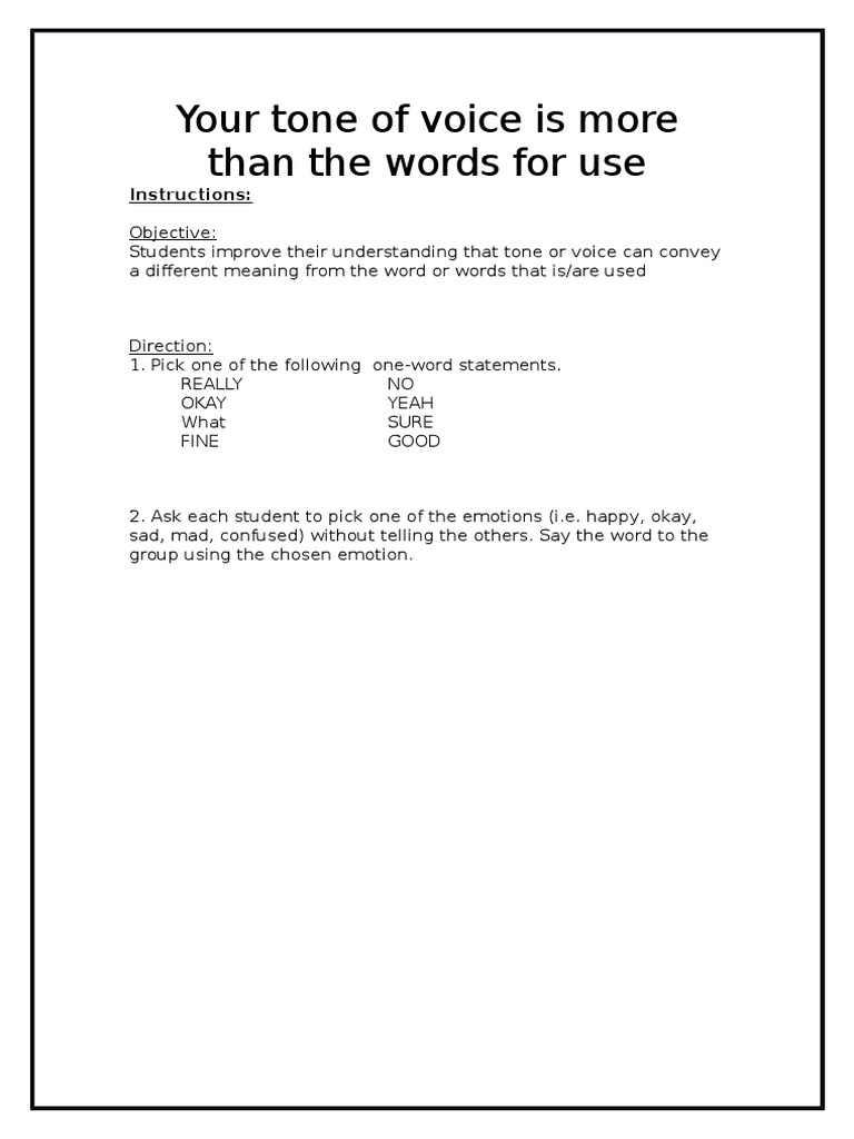 Understanding Tone Through Emotion | PDF