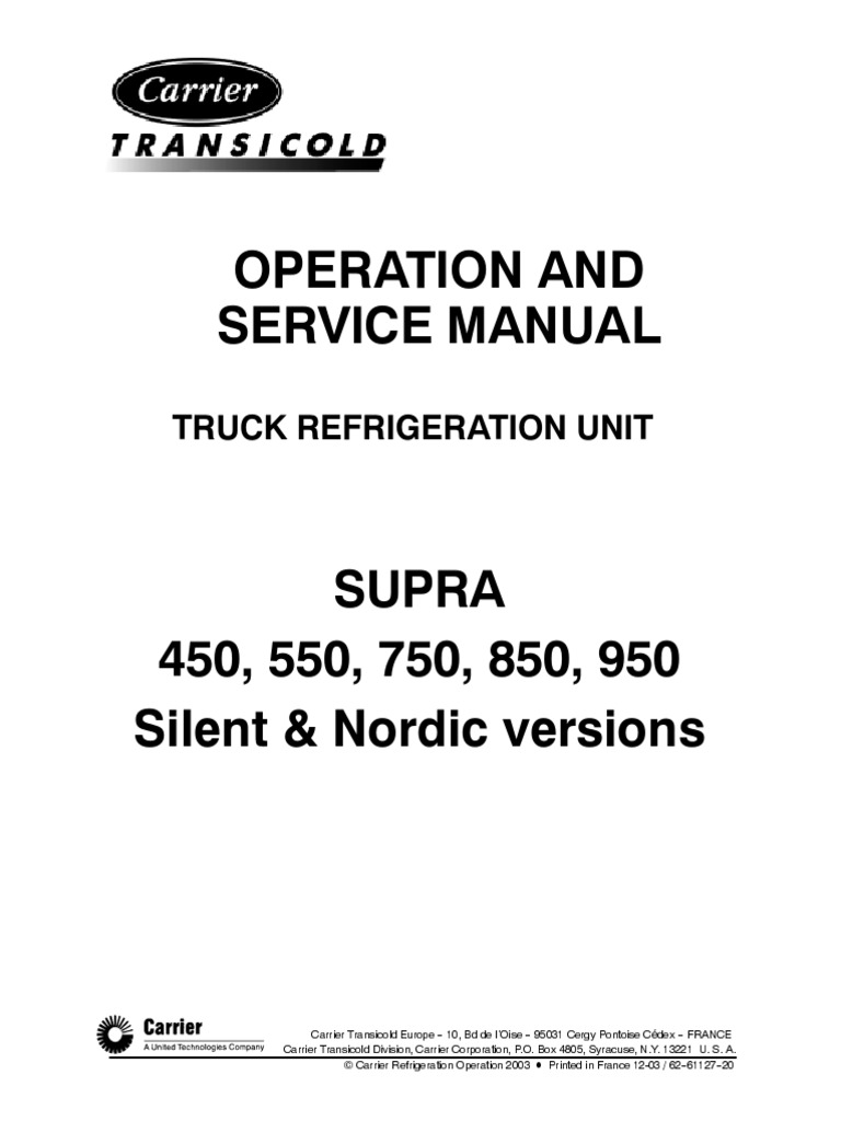 Carrier Supra Service Info2