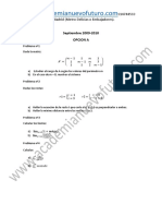 Examen Matematicas II Selectividad Madrid Septiembre 2010 Enunciado