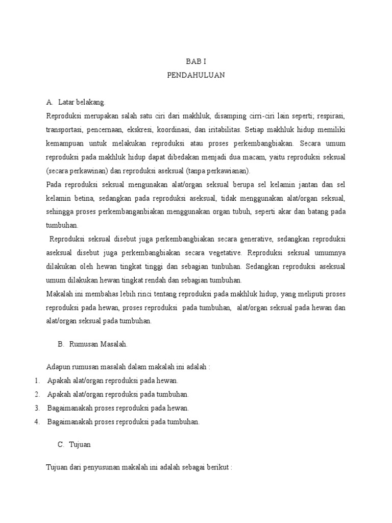 Makalah Sistem Reproduksi Pada Makhluk Hidup