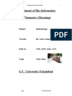 Department of Bio-Informatics 3 Semester (Morning) : Subject Immunology