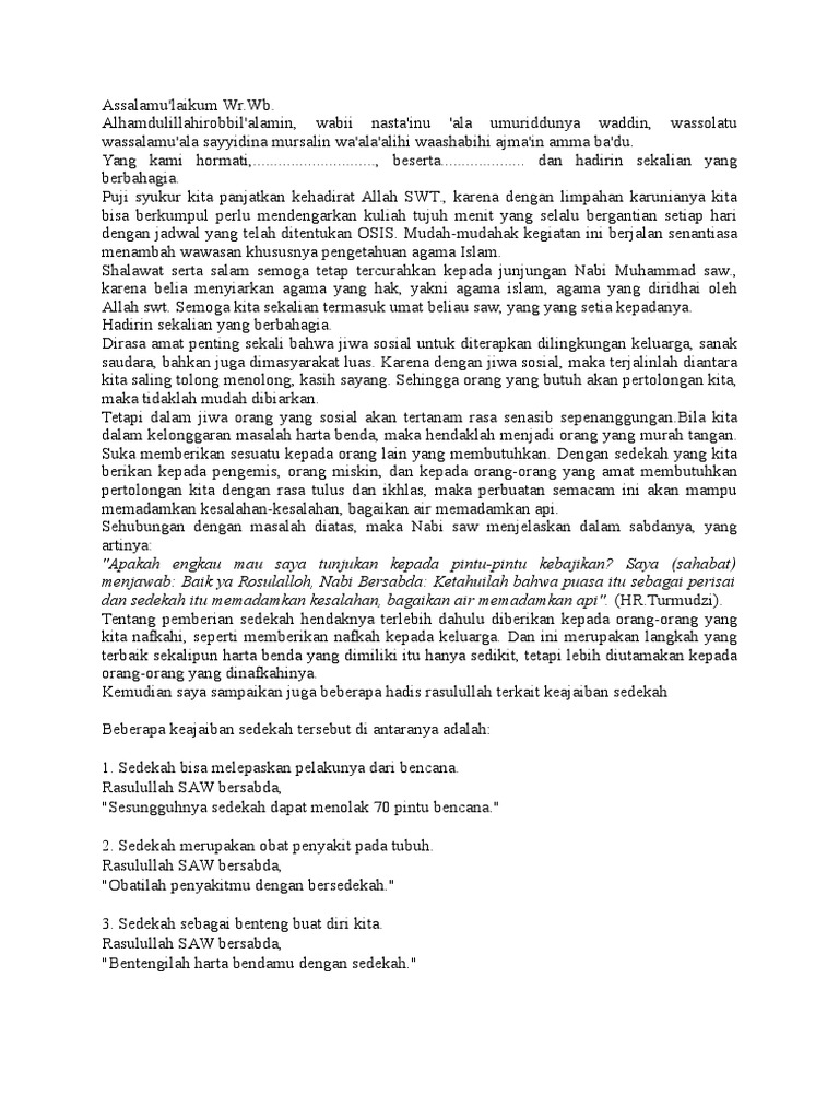 Kultum Keajaiban Sedekah Docx