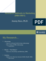 Research Methods in Marketing (MBA 8601) : Jeremy Kees, PH.D