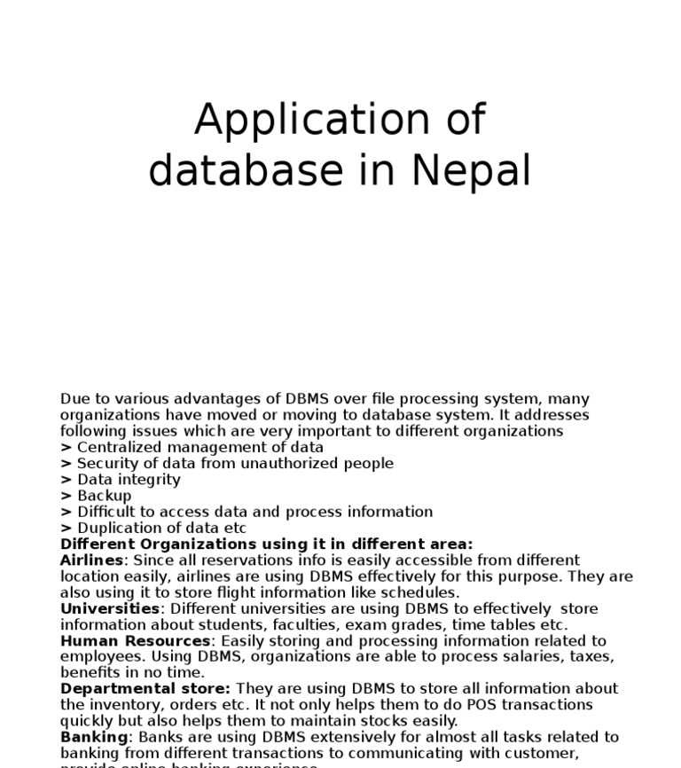 Database Management Systems in Nepal | PDF