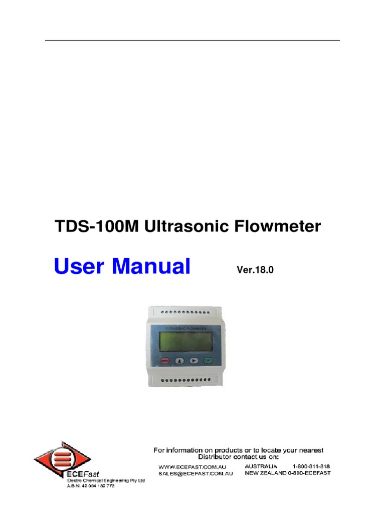 TDS-100M Manual Ece 1 | PDF | Flow Measurement | Pipe (Fluid Conveyance)