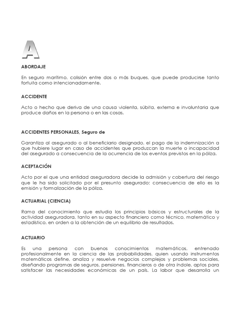 Glosario de Términos de Seguros | PDF | Póliza de seguros | Seguro